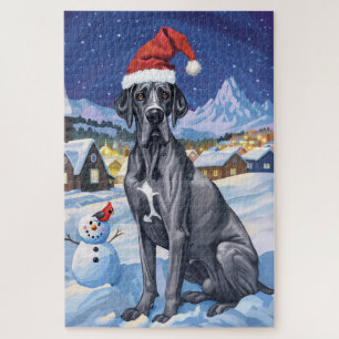 Puzzle Great Dane Winter Wonderland Noël Joie