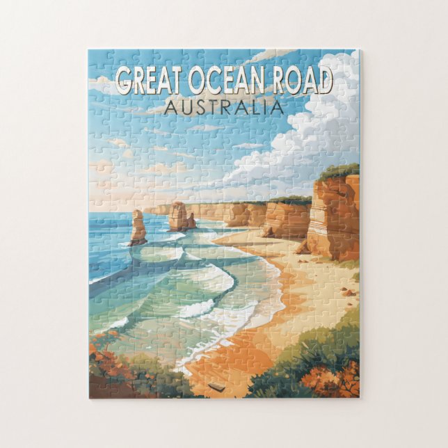 Puzzle Great Ocean Road Australie Travel Art Vintage (Vertical)