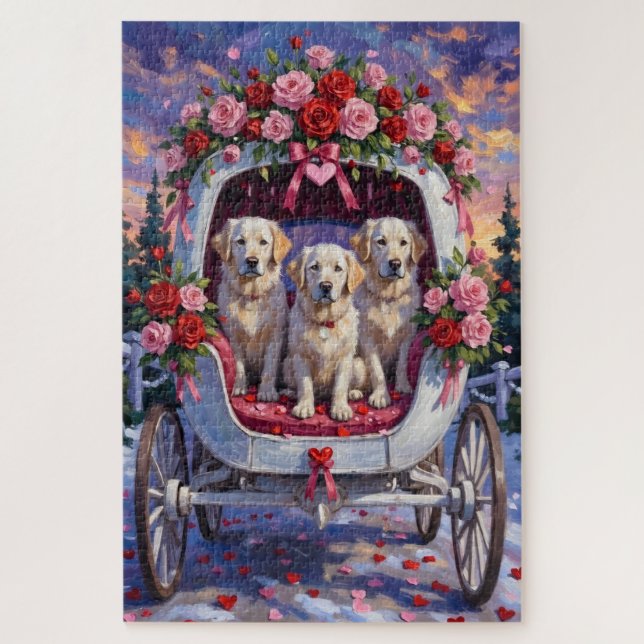 Puzzle Great Pyrenees Dog Valentine's Day (Vertical)