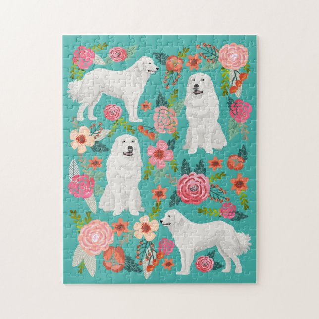 Puzzle Great Pyrenees Dog Vintage Floral (Vertical)