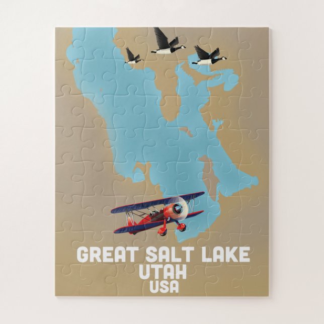 Puzzle Great Salt Lake, Utah Affiche de voyage (Vertical)