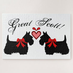 Puzzle "Great Scott !", Scottish Terrier dog/coeur rouge