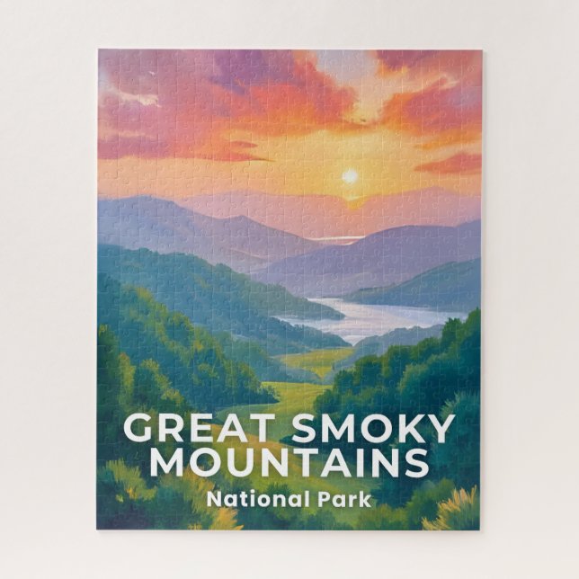 Puzzle Great Smoky Mountains National Park Watercolor (Vertical)