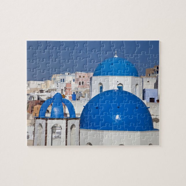 Puzzle Grèce, Santorin. Clocher et dômes bleus de (Horizontal)