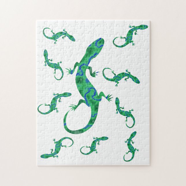 Puzzle Green Gecko (Vertical)