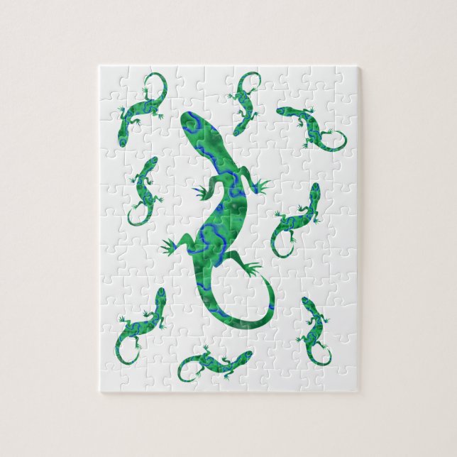Puzzle Green Gecko (Vertical)