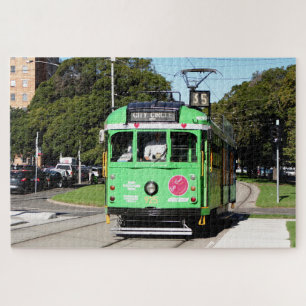 Puzzle Green Melbourne city tram, Victoria, Australia 