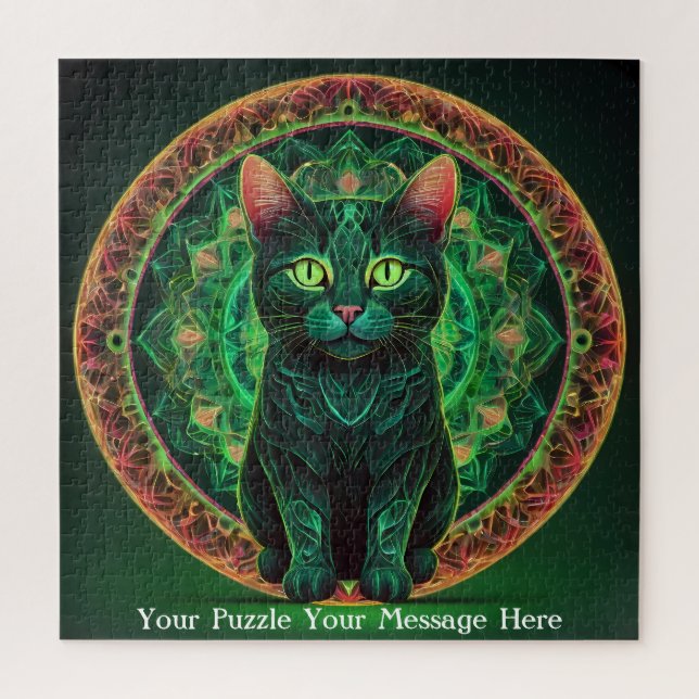 Puzzle Green Neon Mandala Majesty (Vertical)