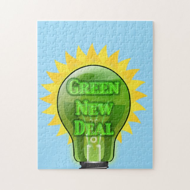 Puzzle Green New Deal Light Bulb (Vertical)