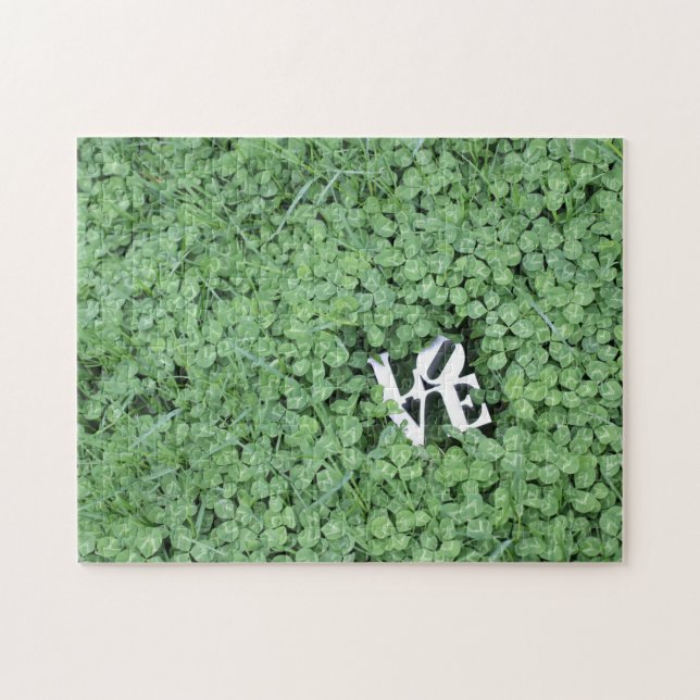 Puzzle Green Spring Clover LOVE Mariage Photo Art Fun (Horizontal)