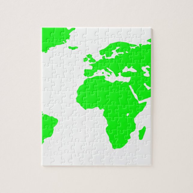 Puzzle Green White World Map (Vertical)