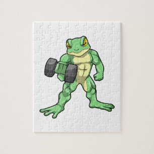 Puzzle Grenouille à Bodybuilding avec Dumbbell