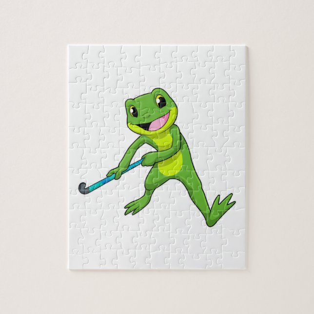 Puzzle Grenouille à Hockey avec chauve-souris de hockey (Vertical)