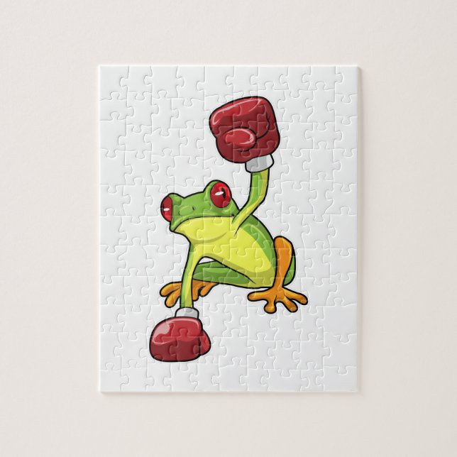 Puzzle Grenouille à la boîte avec gants de boxe (Vertical)