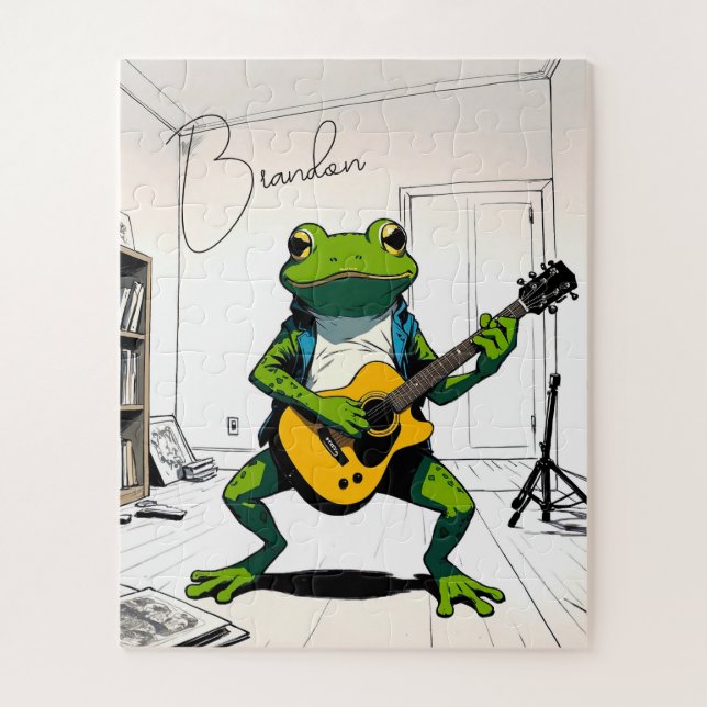 Puzzle Grenouille cool jouer de la guitare dans le studio (Vertical)