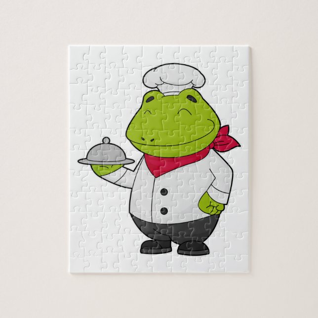 Puzzle Grenouille cuisinier avec plat (Vertical)
