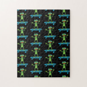 Puzzle Grenouille de skate amusant Planche de skate Amate