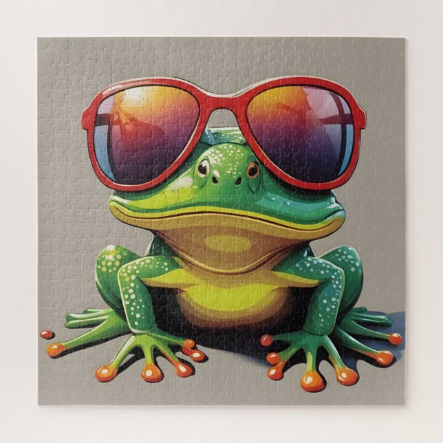 Puzzle Grenouille drôle avec lunettes de soleil (Vertical)