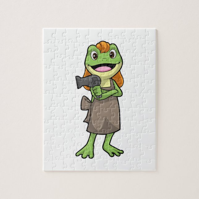 Puzzle Grenouille en coiffeur avec sèche-cheveux (Vertical)