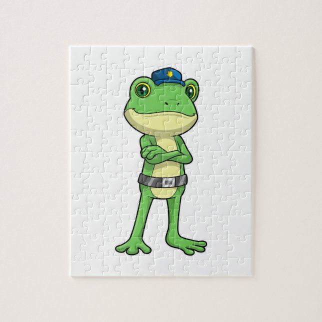 Puzzle Grenouille en tant qu'agent de police avec casquet (Vertical)
