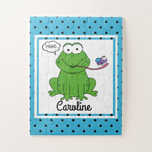 Puzzle Grenouille mignonne sur Pois, Enfants personnalisé (Vertical)
