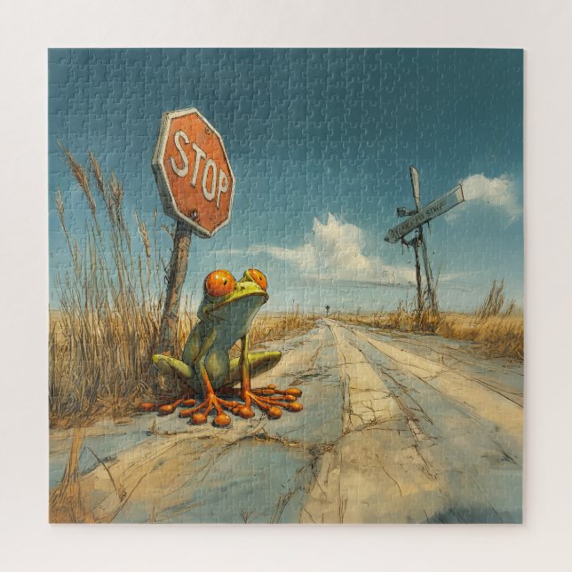 Puzzle Grenouille perdue à la croisée des chemins (Vertical)