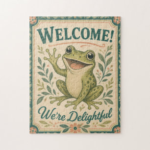 Puzzle Grenouille Rétro Bienvenue Nous sommes Ravissants