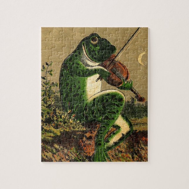 Puzzle Grenouille romantique Whimsical vintage avec Violo (Vertical)