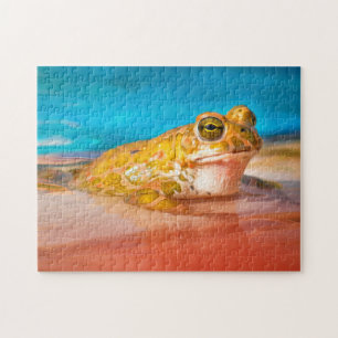 Puzzle Grenouille verte Amphibien dans la peinture photo 