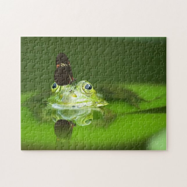 Puzzle Grenouille verte dans un étang avec papillon, Puzz (Horizontal)