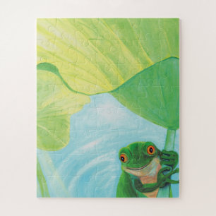 Puzzle Grenouille verte sous Pad Lily