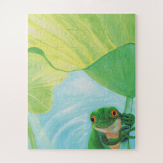 Puzzle Grenouille verte sous Pad Lily (Vertical)