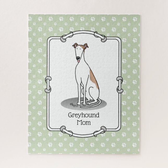 Puzzle Greyhound Maman (blanc pâle) Mignonne Maman de chi (Vertical)