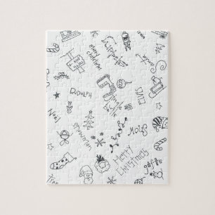 Puzzle gribouillage amusant noir et blanc de noël