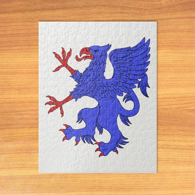 Puzzle Griffin Rampant Azure (Griffin Rampant Azure Jigsaw Puzzle on Table)