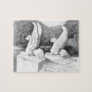Puzzle Griffins sculpté crayon monochrome Art
