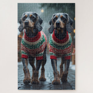 Puzzle Griffon à poil dur chiens Noël Neige 