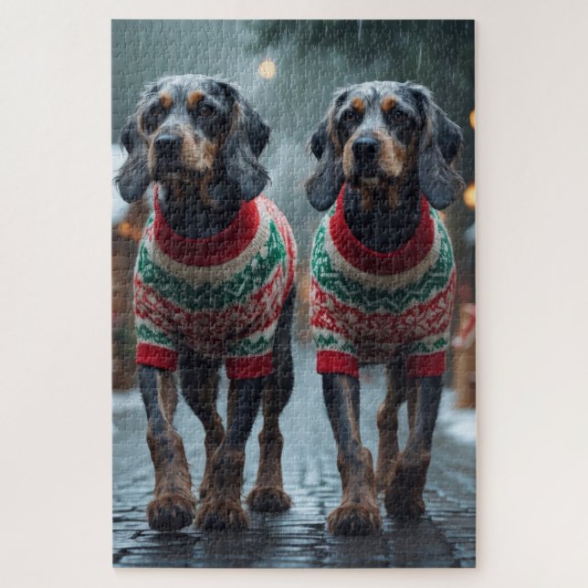 Puzzle Griffon à poil dur chiens Noël Neige  (Vertical)
