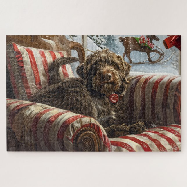 Puzzle Griffon à poil dur de Korthals Noël Fête (Horizontal)