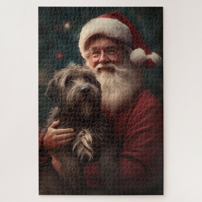 Puzzle Griffon à poil dur Père Noël Noël (Vertical)