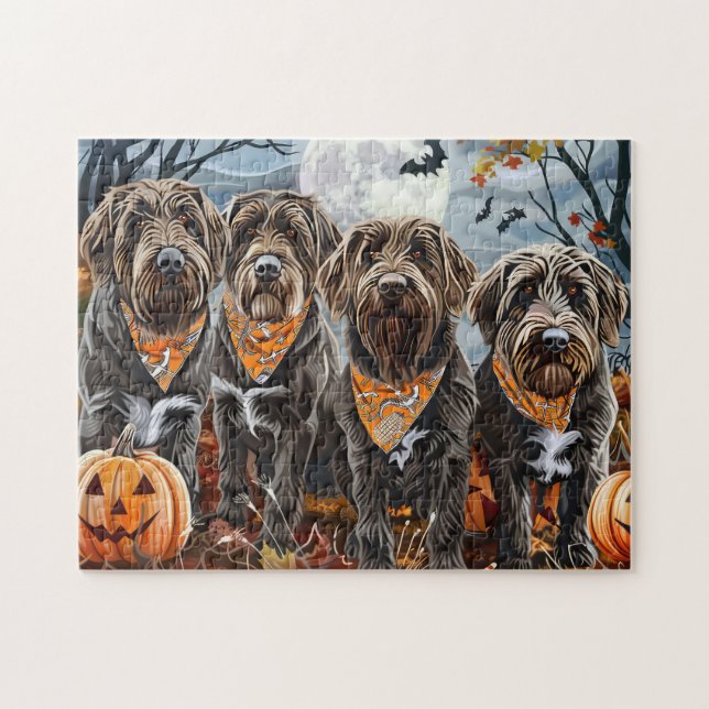 Puzzle Griffon à poil dur pointer Halloween Fantomatique (Horizontal)
