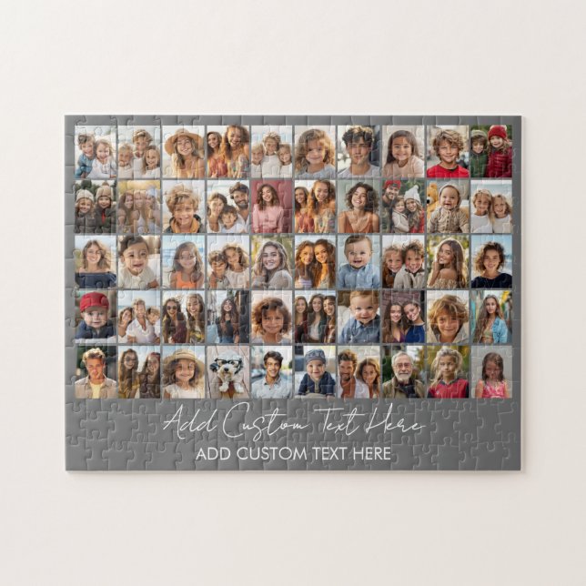 Puzzle Grille de collage de 50 photos - Texte de script - (Horizontal)