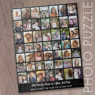 Puzzle Grille de collage photo 49 avec texte - noir