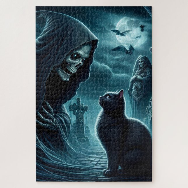 Puzzle Grim Reeper et Black Cat Halloween (Vertical)