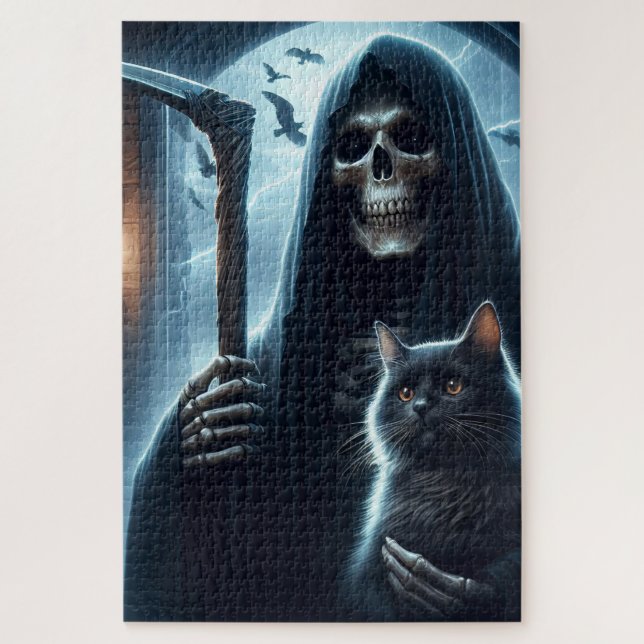 Puzzle Grim Reeper et Black Cat Halloween (Vertical)