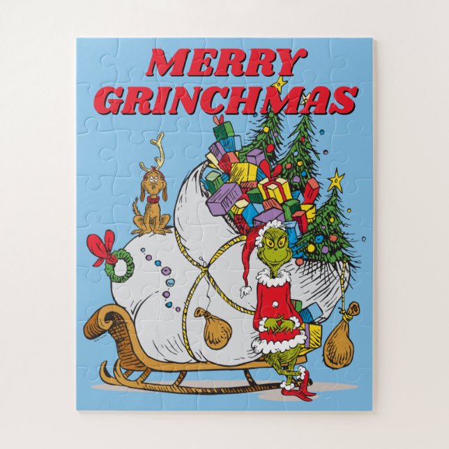 Puzzle Grinch classique | Grinch & Max avec Sleigh (Vertical)