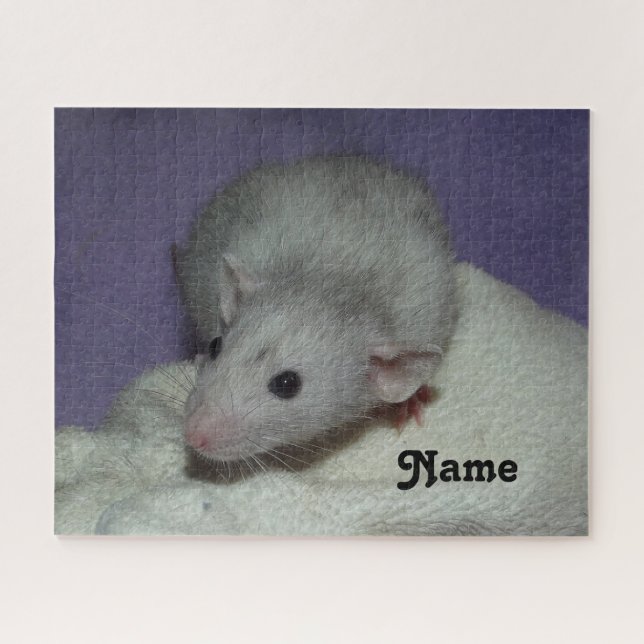 Puzzle Gris Bleu Personnalisé Dumbo Fancy Rat animal (Horizontal)
