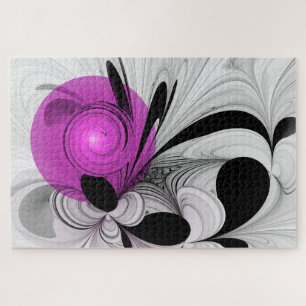Puzzle Gris Noir Abstrait Avec Art Fractal Magenta