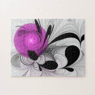 Puzzle Gris Noir Abstrait Avec Art Fractal Magenta