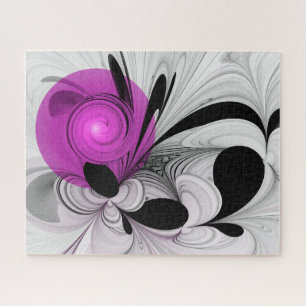 Puzzle Gris Noir Abstrait Avec Art Fractal Magenta